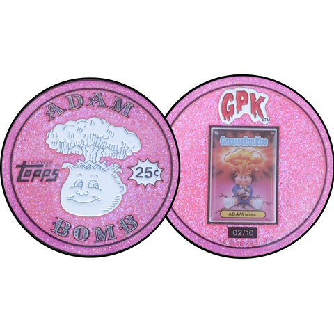 GLITTER Double Pink 2.25 inch Adam Bomb Challenge Coin limited to 10 pieces with individual serial number with full color card inset on the back