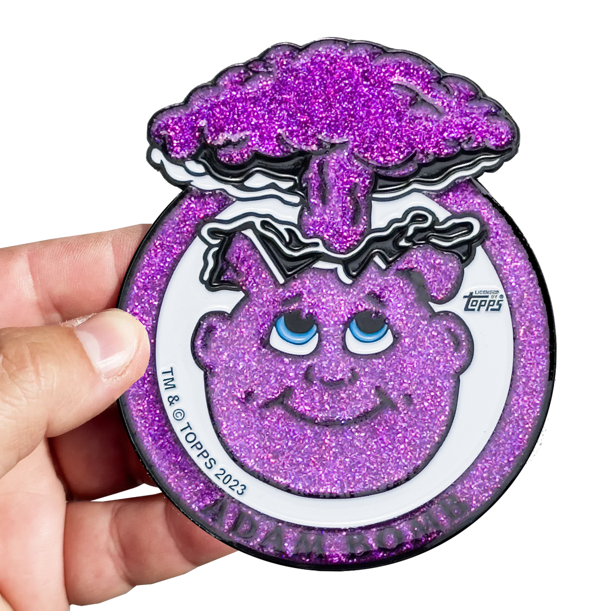 Purple Glitter **HUGE** 4 inch Adam Bomb Challenge Coin limited to