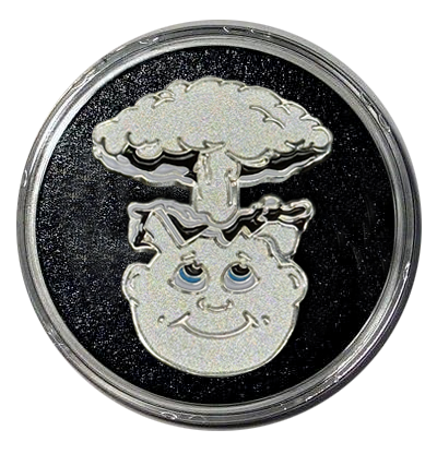 Officially Licensed Topps Michael Strahan GPK Card with an Ultra rare Adam Bomb Solid Silver minted GPK coin .999 Fine Silver