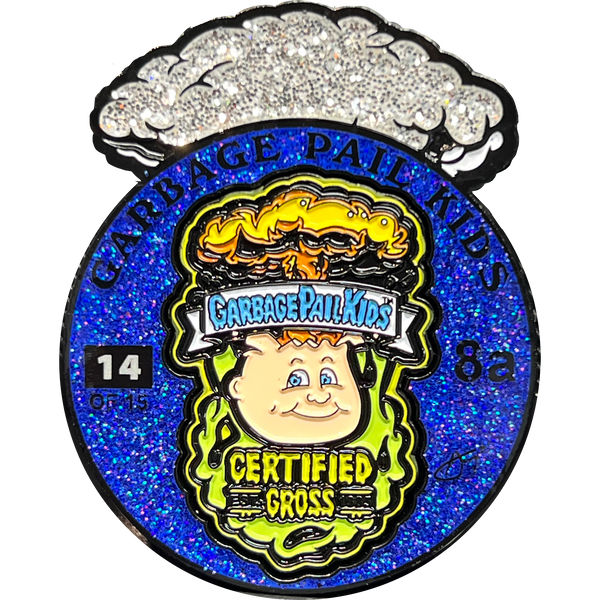 Blue Glitter plated 3-piece Adam Bomb Challenge Coin limited to 15 pieces with individual serial number