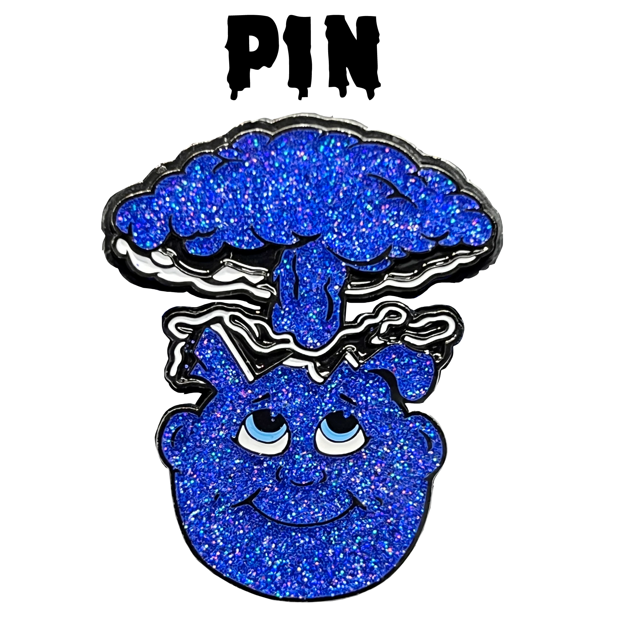 STRICT 1 PIN LIMIT: Blue Glitter Adam Bomb pin: limited to 5 pieces with individual serial number