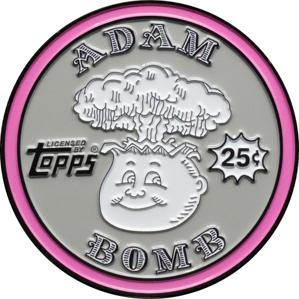 Gray 2.25 inch Adam Bomb Challenge Coin limited to 10 pieces with individual serial number with full color card inset on the back