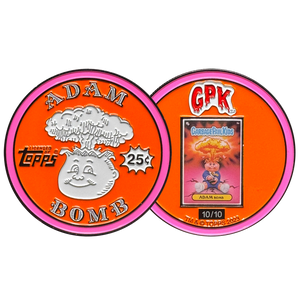 Orange 2.25 inch Adam Bomb Challenge Coin limited to 10 pieces with individual serial number with full color card inset on the back