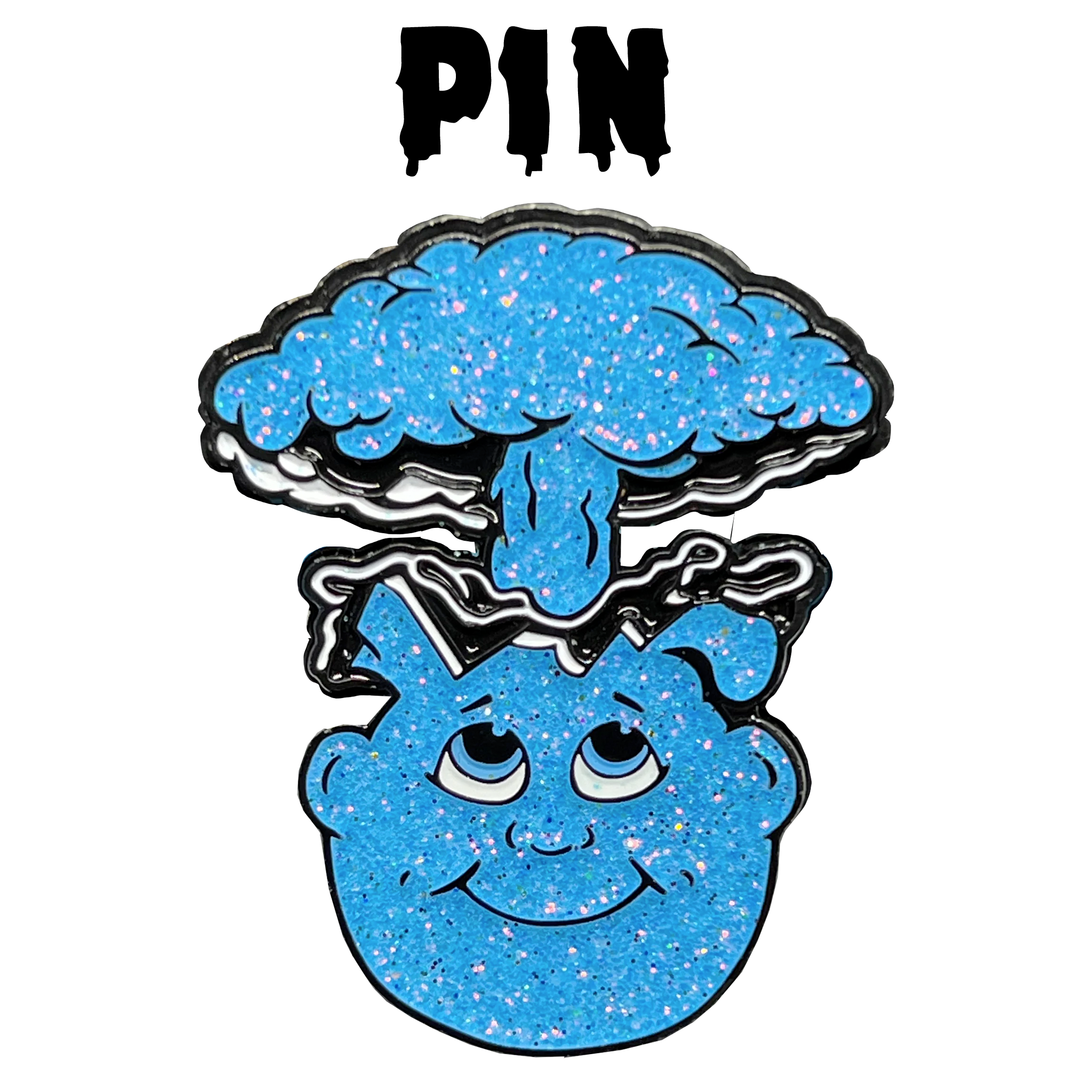 STRICT 1 PIN LIMIT: Powder Blue Glitter Adam Bomb pin: limited to 5 pieces with individual serial number