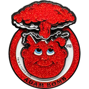 Red Glitter plated 3-piece Adam Bomb Challenge Coin limited to 15 pieces with individual serial number