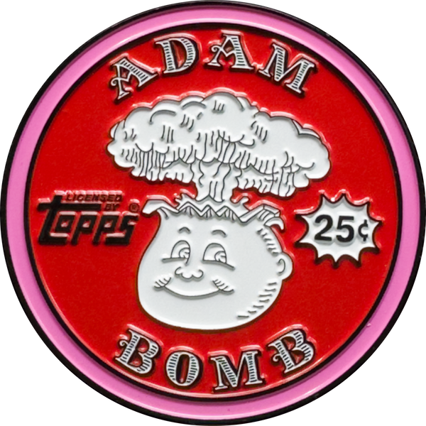 Red 2.25 inch Adam Bomb Challenge Coin limited to 10 pieces with individual serial number with full color card inset on the back