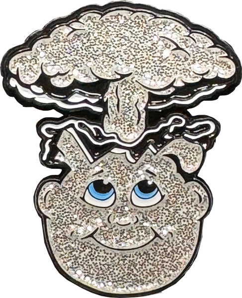 STRICT 1 SET LIMIT: Coin & pin Combo deal: Silver Glitter Pin and matching 3-piece Adam Bomb Challenge Coin limited to 15 pieces with individual serial number