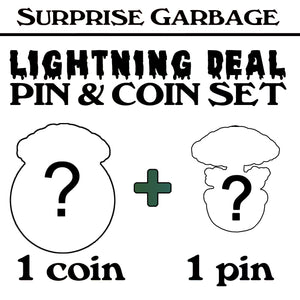 STRICT 1 SET LIMIT: Coin & pin Combo deal: MYSTERY Pin and matching 3-piece Adam Bomb Challenge Coin limited to 15 pieces with individual serial number