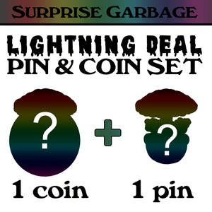 STRICT 1 SET LIMIT: Coin & pin Combo deal: MYSTERY Pin and matching 3-piece Adam Bomb Challenge Coin limited to 15 pieces with individual serial number