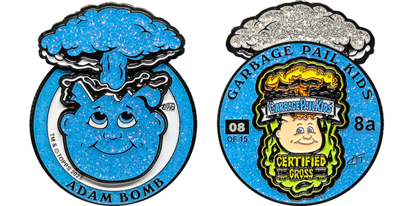 Powder Blue Glitter plated 3-piece Adam Bomb Challenge Coin limited to 15 pieces with individual serial number