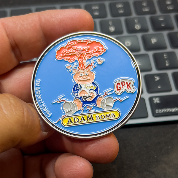 Adam Bomb pin - large 2 inch serial numbered with dual pin posts