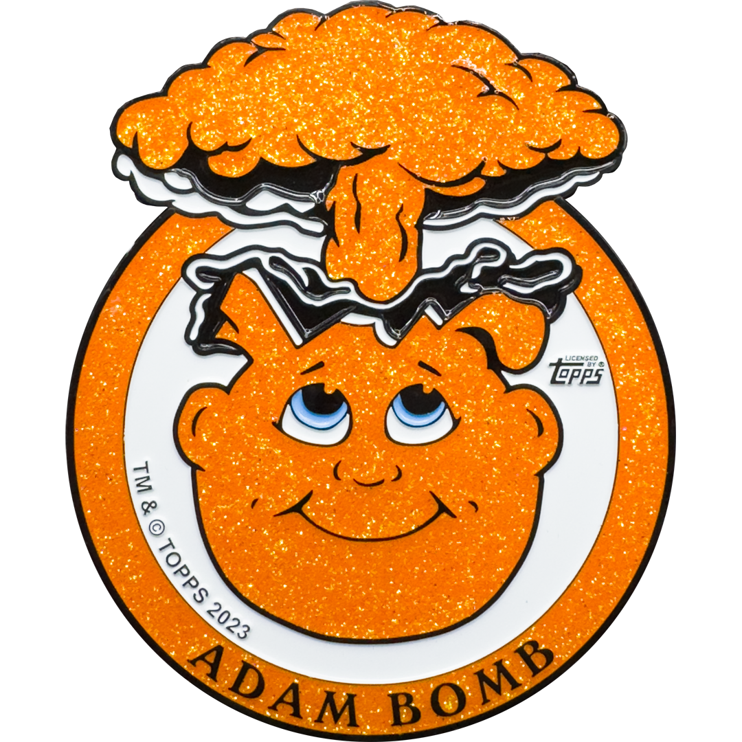 Bright Orange Glitter **HUGE** 4 inch Adam Bomb Challenge Coin