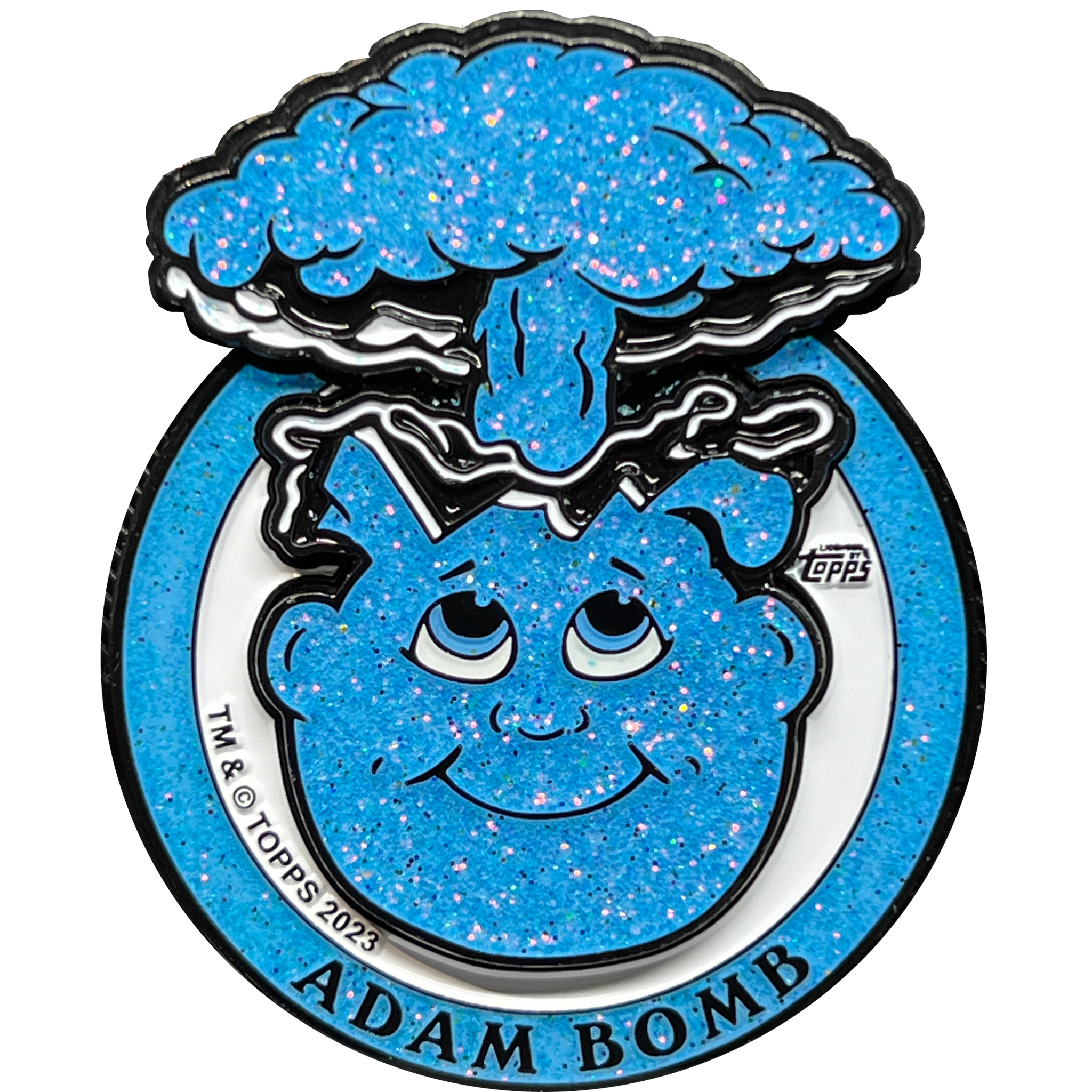 Powder Blue Glitter plated 3-piece Adam Bomb Challenge Coin limited to 15 pieces with individual serial number