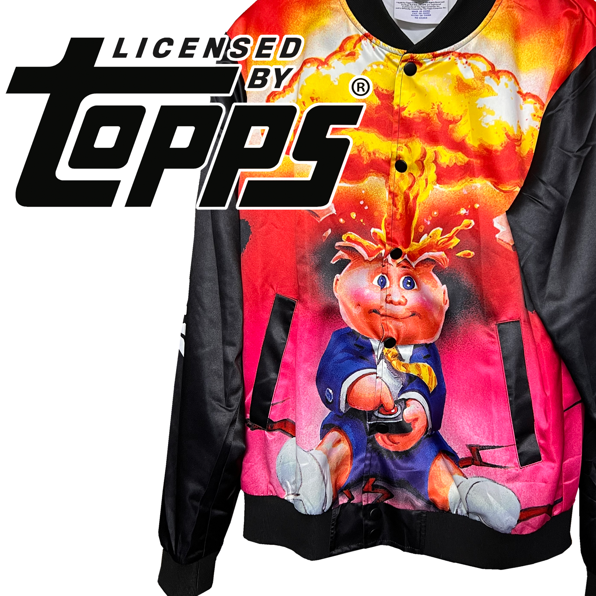 NWT size Small Officially Licensed Adam Bomb Satin Garbage Pail Kids jacket