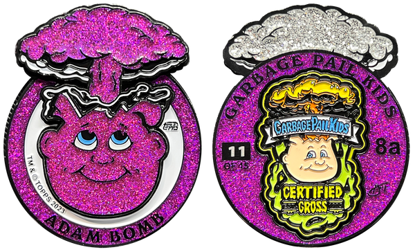 Purple Glitter plated 3-piece Adam Bomb Challenge Coin limited to 15 pieces with individual serial number