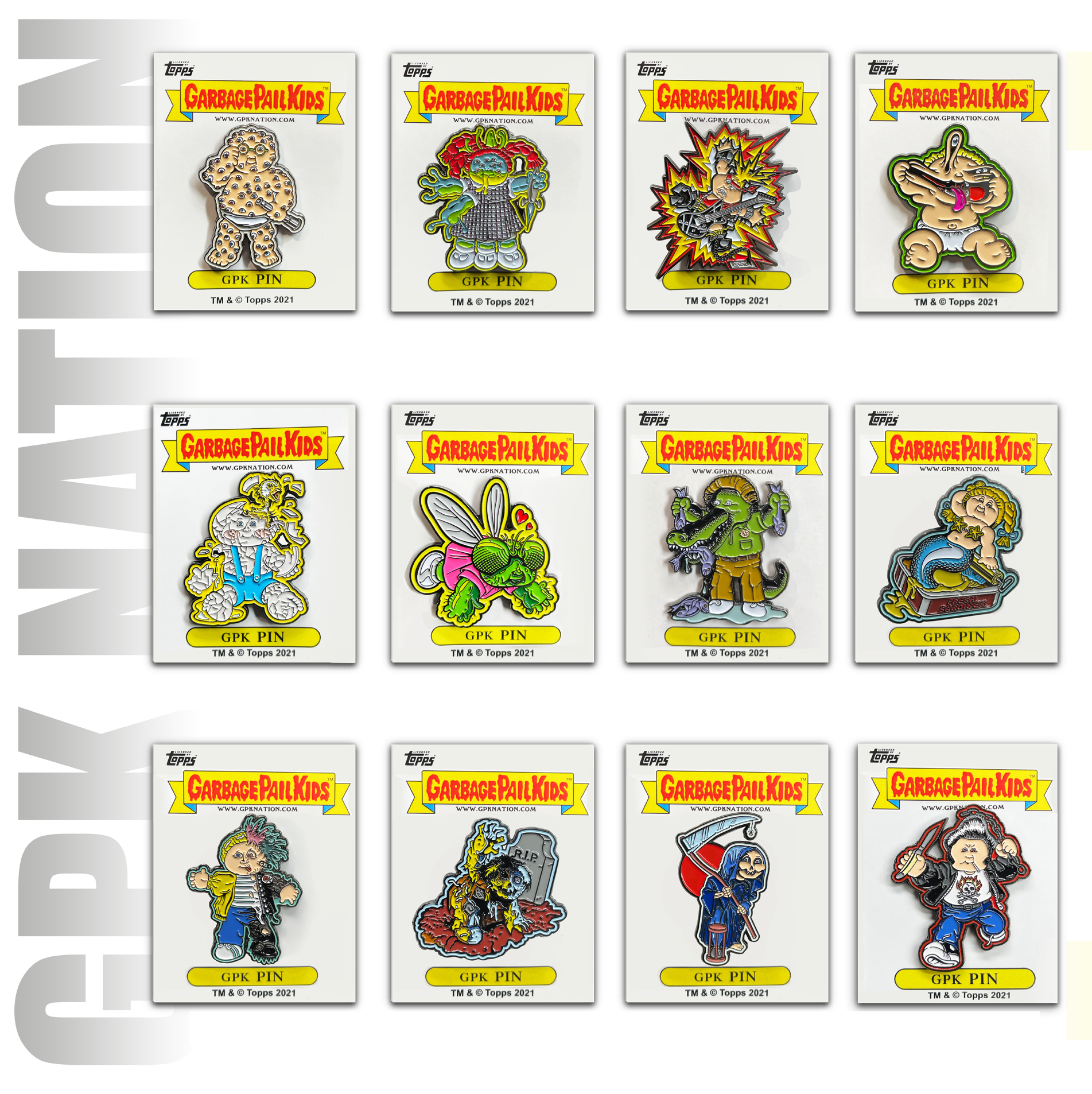 12 pin set Topps Officially Licensed GPK Pins 12 Garbage Pail Kids Limited Edition pins