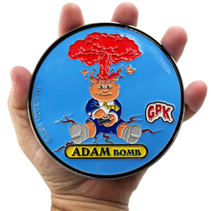 Large 4.75 inch GPK Adam Bomb Officially Licensed Topps Garbage Pail Kids Challenge Coin with inset card