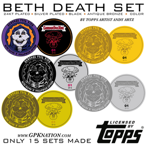 Beth Death 5-coin HALLOWEEN 2021 set by Topps Artist Andy Artz ONLY 15 SETS MADE