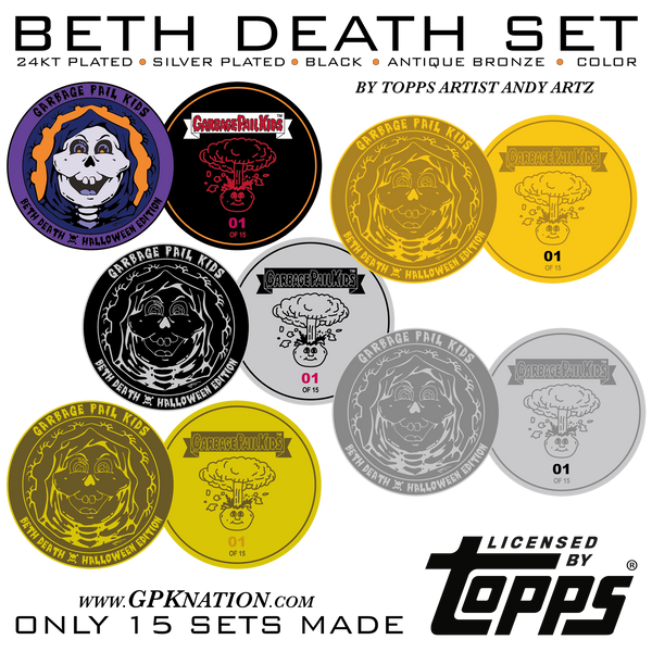 Beth Death 5-coin HALLOWEEN 2021 set by Topps Artist Andy Artz ONLY 15 SETS MADE