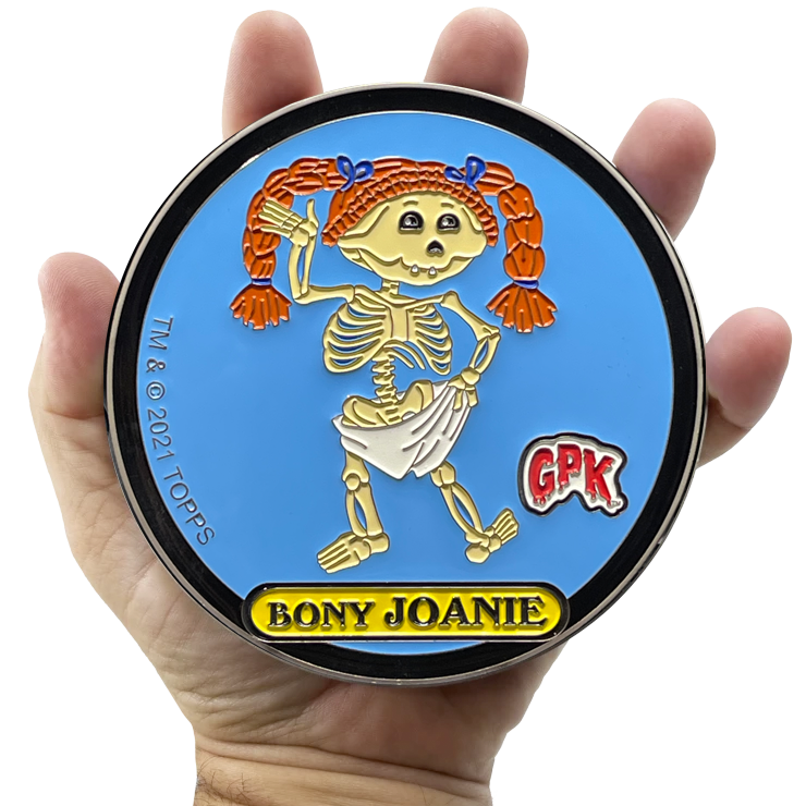 Large 4.75 inch GPK Bony Joanie Officially Licensed Topps Garbage Pail Kids Challenge Coin with inset card