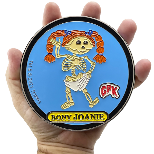 Large 4.75 inch GPK Bony Joanie Officially Licensed Topps Garbage Pail Kids Challenge Coin with inset card