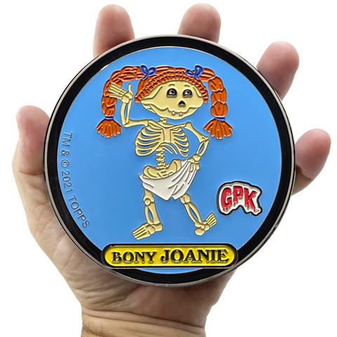 Large 4.75 inch GPK Bony Joanie Officially Licensed Topps Garbage Pail Kids Challenge Coin with inset card