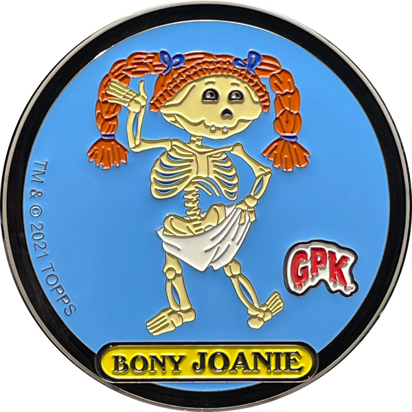 Large 4.75 inch GPK Bony Joanie Officially Licensed Topps Garbage Pail Kids Challenge Coin with inset card