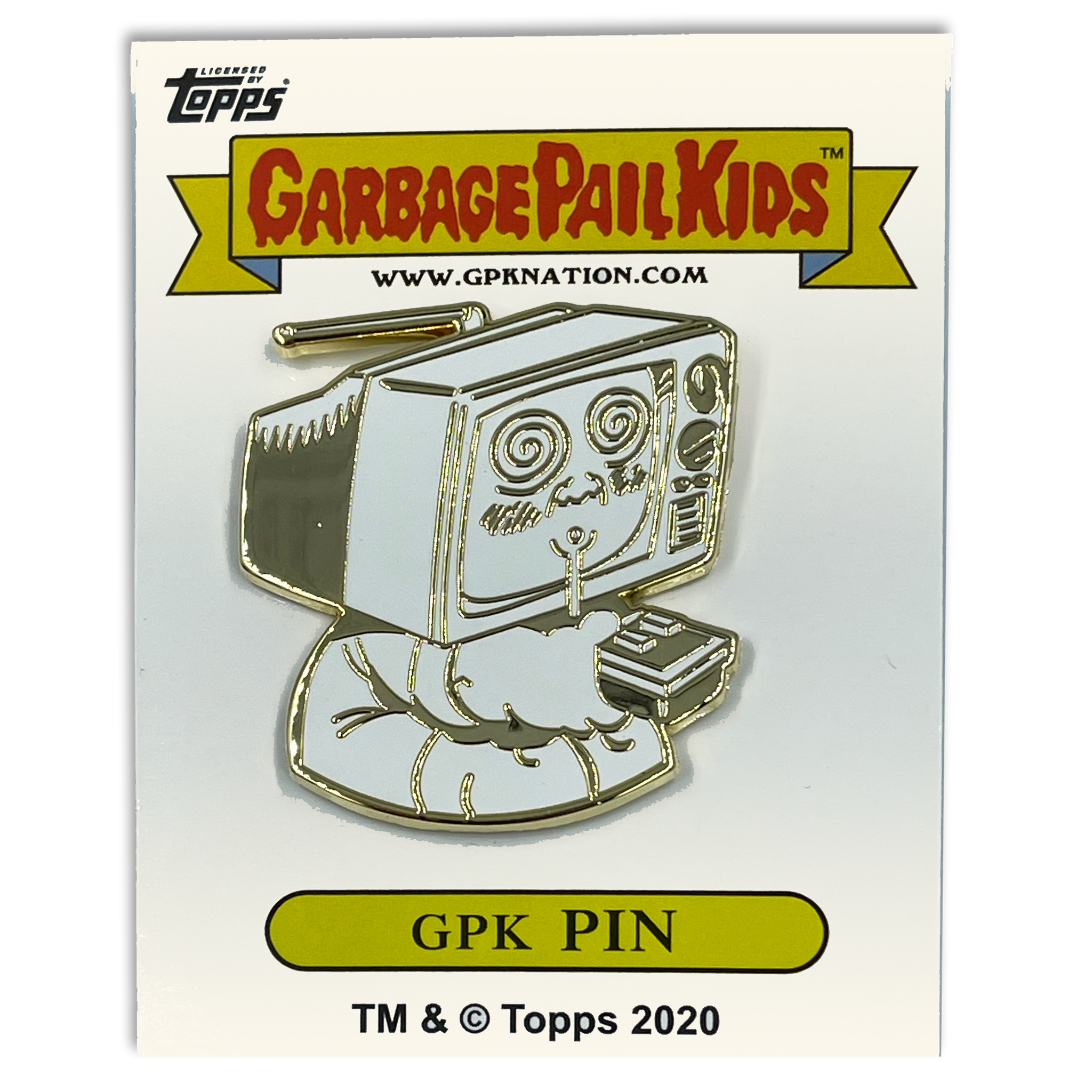 GPK-CC-005 TEE-VEE STEVIE / GEEKY GARY Topps Officially Licensed Brent Engstrom Artist Collaboration GPK Pin Garbage Pail Kids