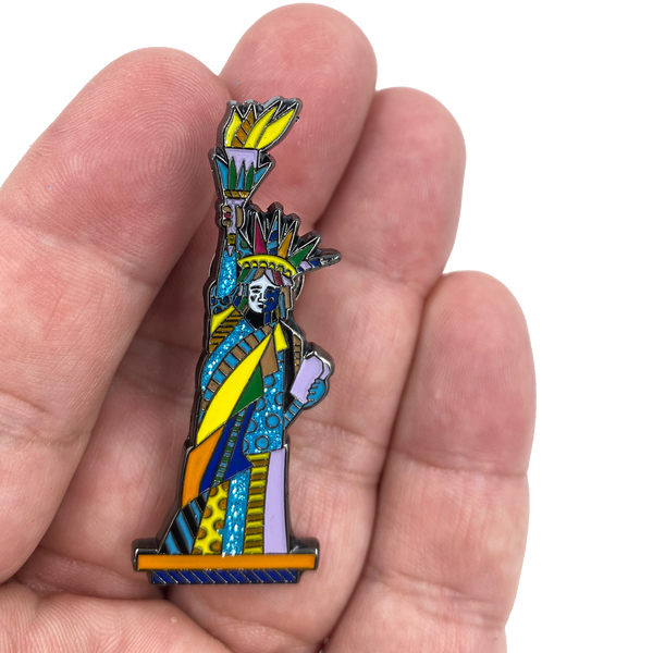 Romero Britto "Lady Love" Officially Authorized Pin Pop Art Statue of Liberty inspired