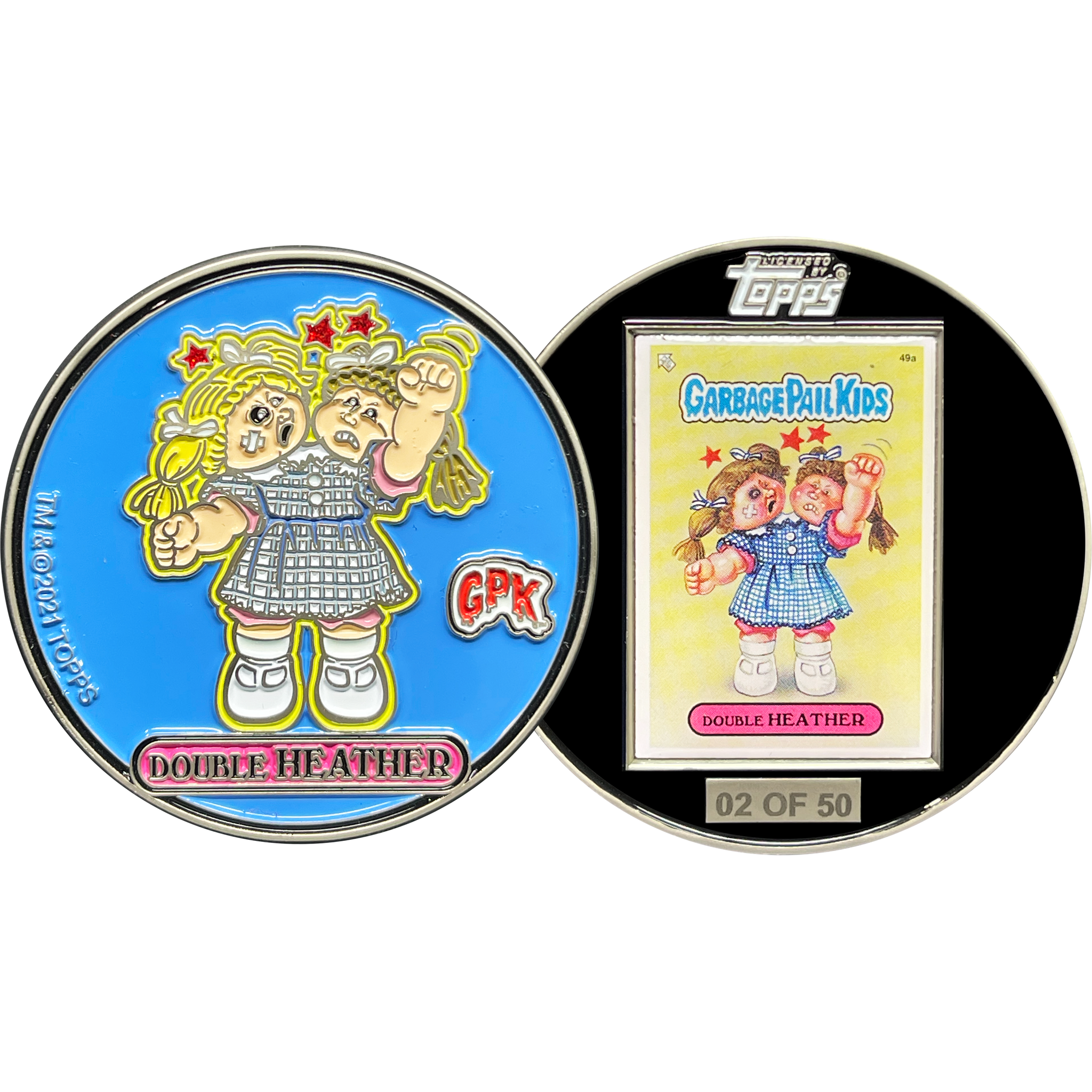 Double Heather Challenge Coin with Mini Card inset on back only 50 made GPK-DD-010