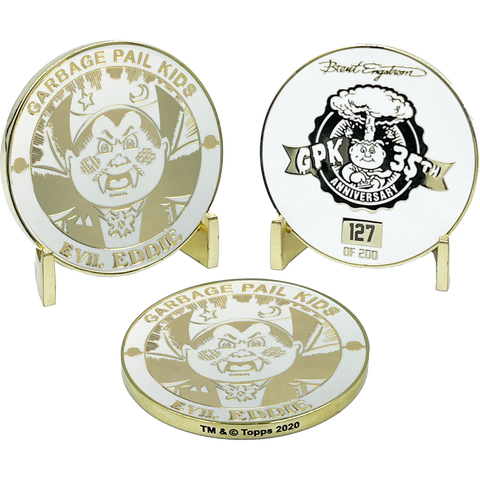 GPK-FL-01-A Evil Eddie Topps Officially Licensed Brent Engstrom Artist Collaboration GPK Challenge Coin Garbage Pail Kids