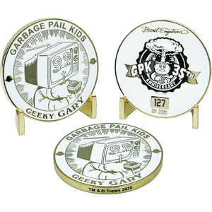 GPK-BB-008 GEEKY GARY Topps Officially Licensed Brent Engstrom Artist Collaboration GPK Challenge Coin Garbage Pail Kids