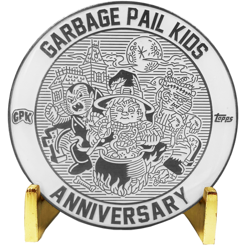 Coin 002 Nickel plated white cloisonné Topps Officially Licensed challenge coin Garbage Pail Kids GPK Nation