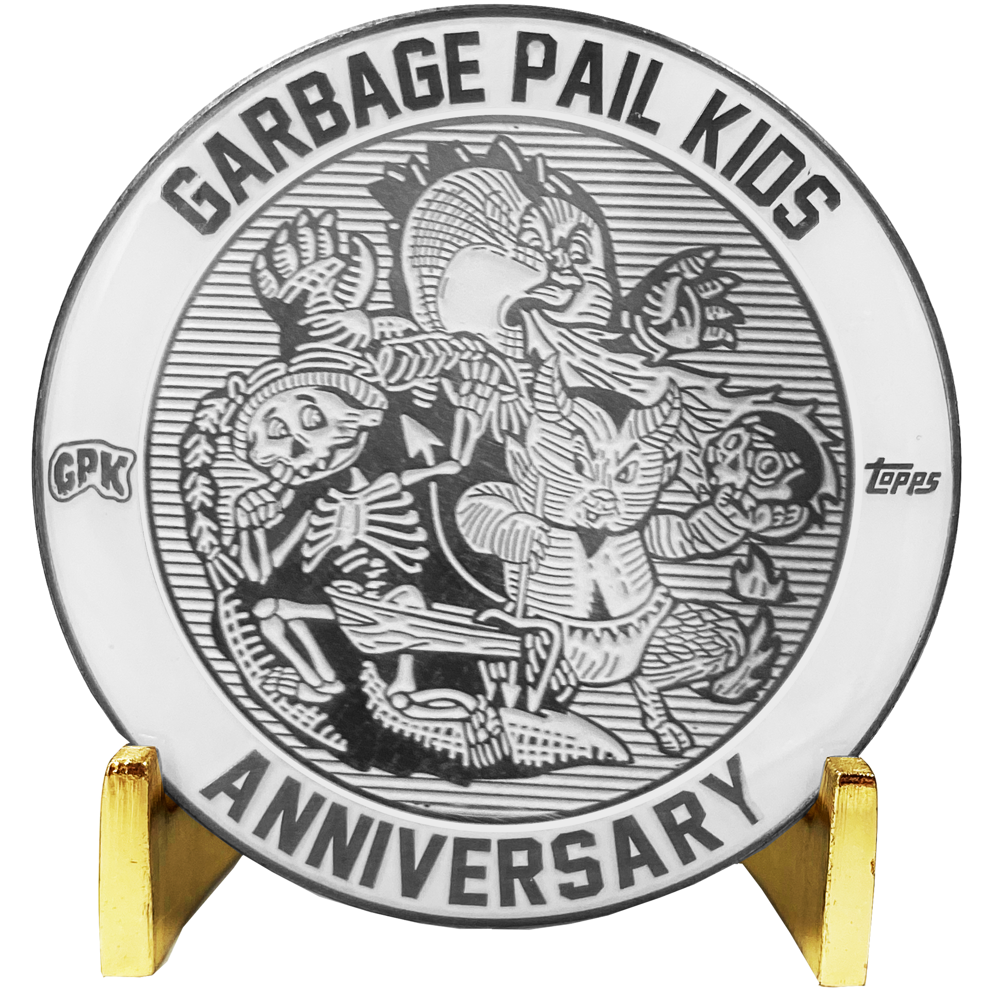 Coin 003 Nickel plated white cloisonné Topps Officially Licensed challenge coin Garbage Pail Kids GPK Nation