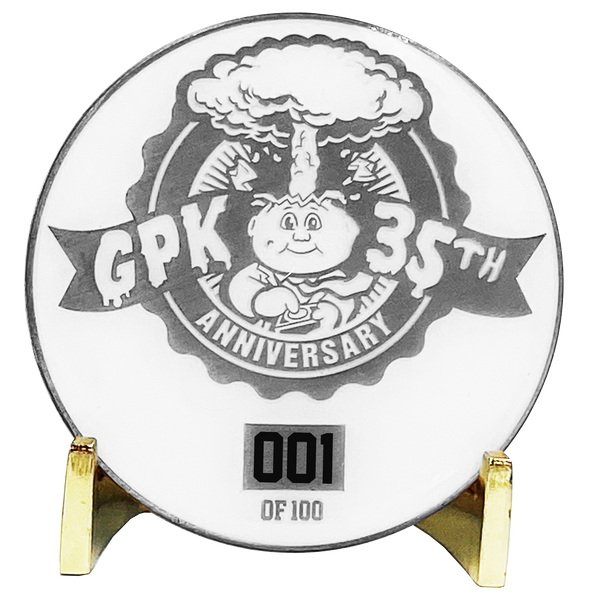BUNDLE PACK Coin 003: 1 each Artist Proof, Silver Plated, Nickel Plated White Cloisonné Topps Officially Licensed challenge coin Garbage Pail Kids GPK Nation