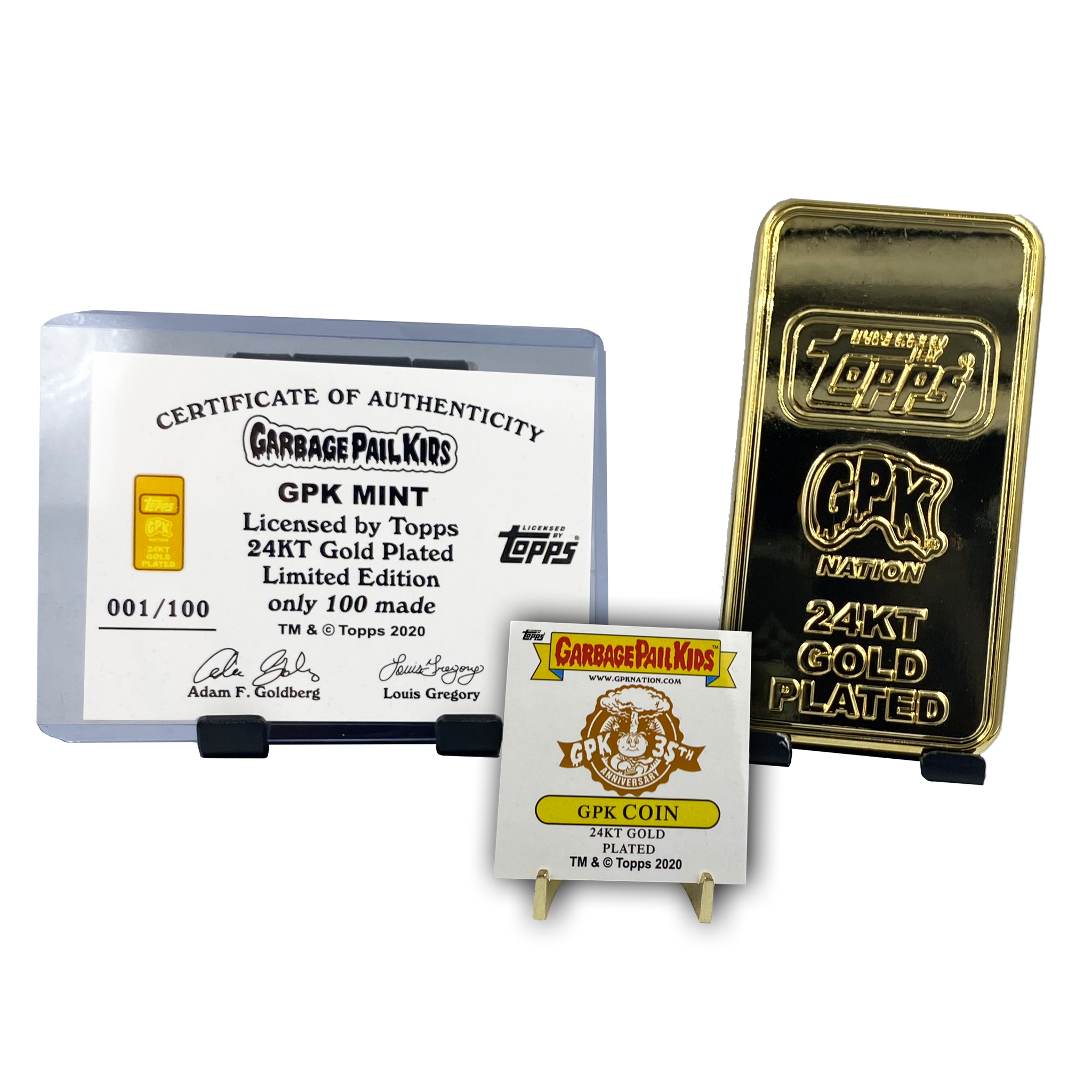 GPK Mint Gold Bar **INCREMENT 2** Officially Licensed by Topps 24KT Gold plated Garbage Pail Kids