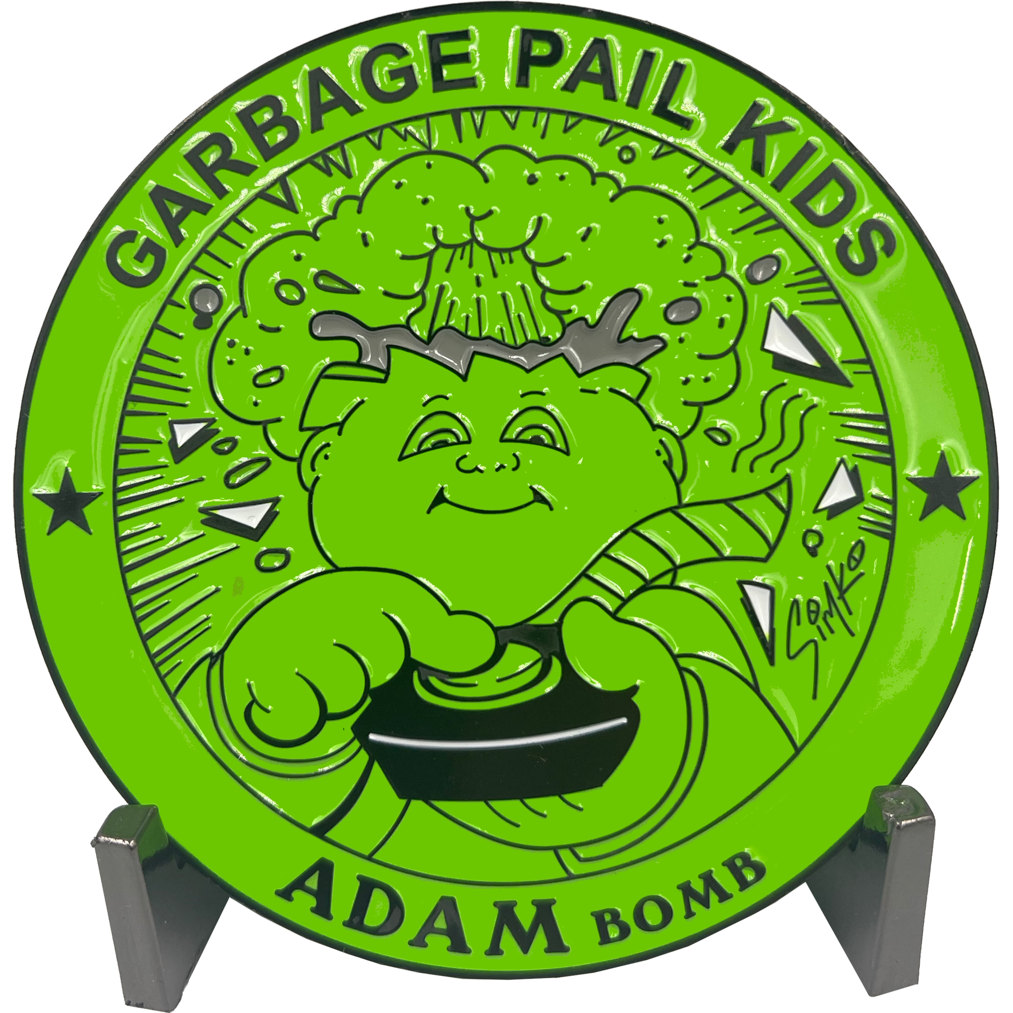 GPK-DD-007 Green Variation 3 inch SIMKO Topps Officially Licensed Adam Bomb GPK Challenge Coin Garbage Pail Kids