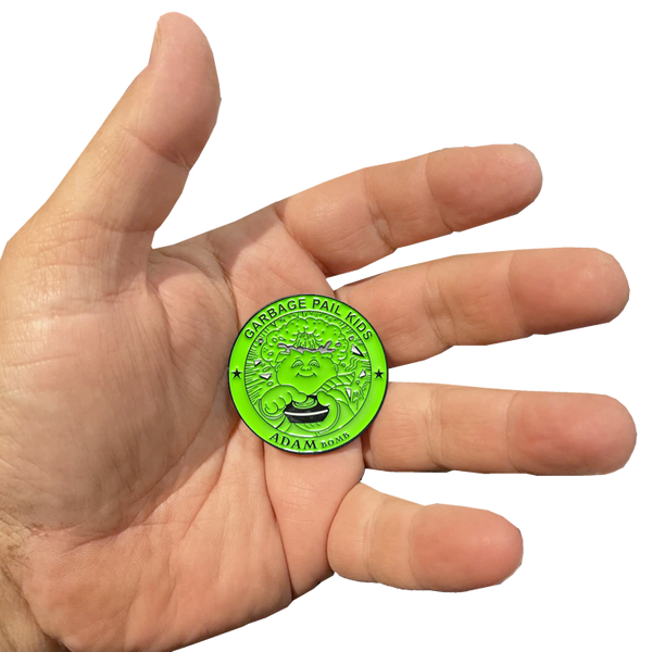 Green Micro-Mini 1.5 inch SIMKO Adam Bomb TOPPS Officially Licensed Adam Bomb GPK Nation Challenge Coin Garbage Pail Kids
