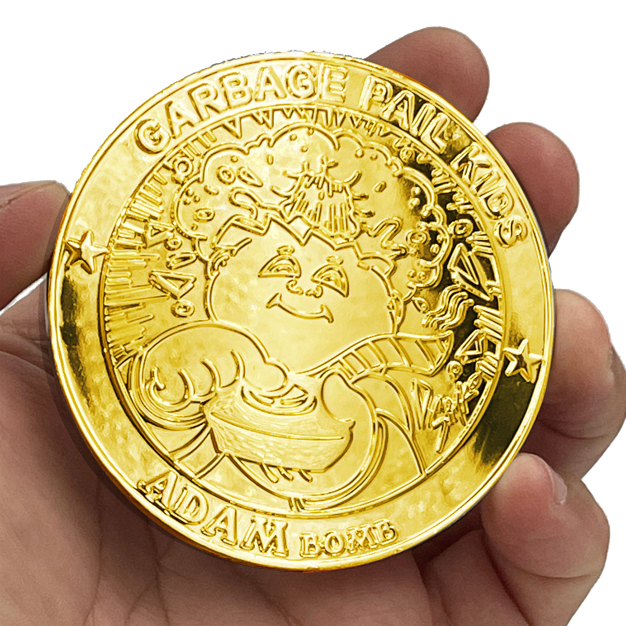 24 KT GOLD Plated Variation 3 inch SIMKO Topps Officially Licensed Adam Bomb GPK Challenge Coin Garbage Pail Kids