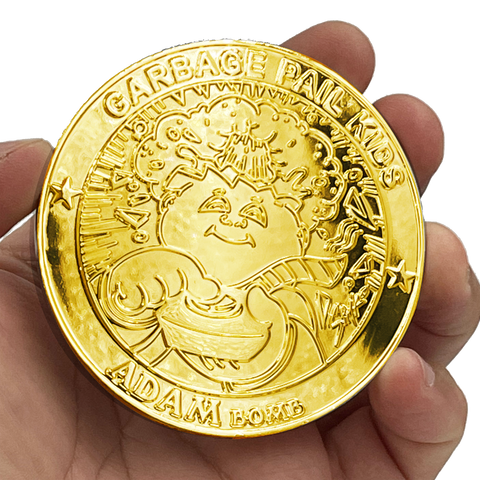 24 KT GOLD Plated Variation 3 inch SIMKO Topps Officially Licensed Adam Bomb GPK Challenge Coin Garbage Pail Kids