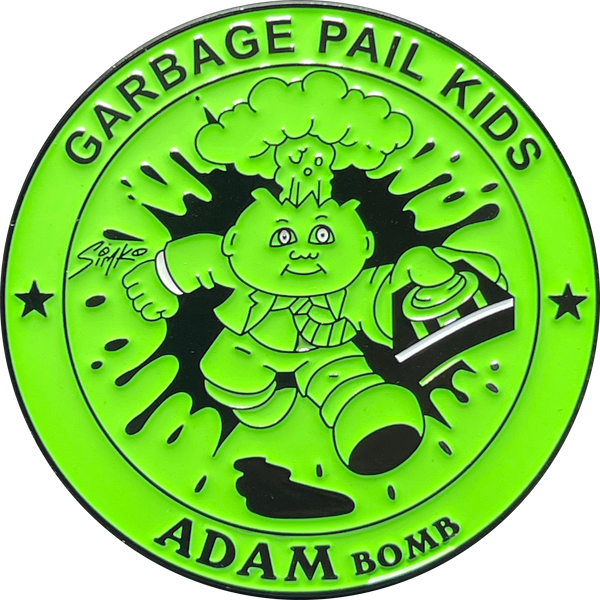 COMBO DEAL: Pink Micro Mini and KOOL Green SIMKO Adam Bomb TOPPS Officially Licensed Adam Bomb GPK Nation Challenge Coin Garbage Pail Kids