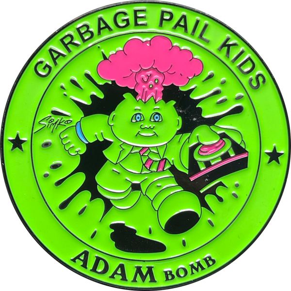 KOOL Pink & Green SIMKO Adam Bomb TOPPS Officially Licensed Adam Bomb GPK Nation Challenge Coin Garbage Pail Kids