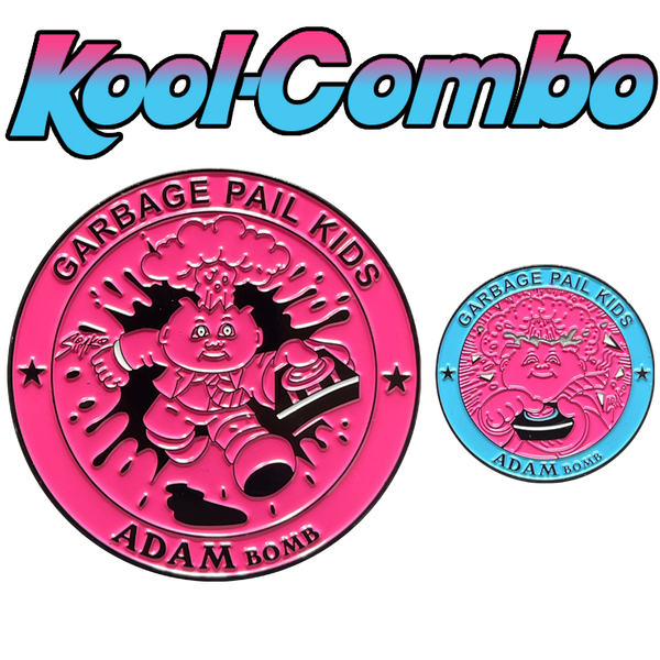 COMBO DEAL: Pink and Blue Micro Mini and KOOL Pink SIMKO Adam Bomb TOPPS Officially Licensed Adam Bomb GPK Nation Challenge Coin Garbage Pail Kids