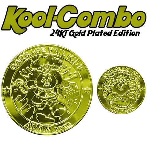 COMBO DEAL: 24 KT Gold plated Micro Mini and KOOL 24KT Gold plated SIMKO Adam Bomb TOPPS Officially Licensed Adam Bomb GPK Nation Challenge Coin Garbage Pail Kids