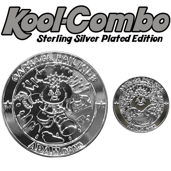 COMBO DEAL: Silver plated Micro Mini and KOOL Silver plated SIMKO Adam Bomb TOPPS Officially Licensed Adam Bomb GPK Nation Challenge Coin Garbage Pail Kids