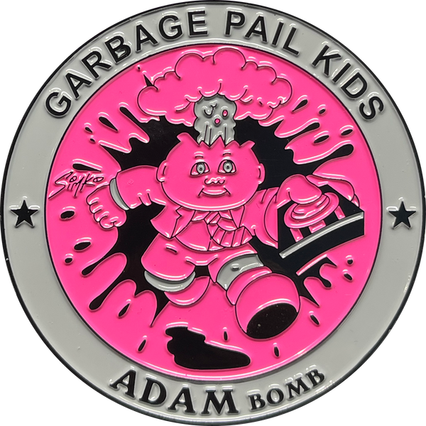 COMBO DEAL: Green Micro Mini and KOOL Pink & Gray SIMKO Adam Bomb TOPPS Officially Licensed Adam Bomb GPK Nation Challenge Coin Garbage Pail Kids