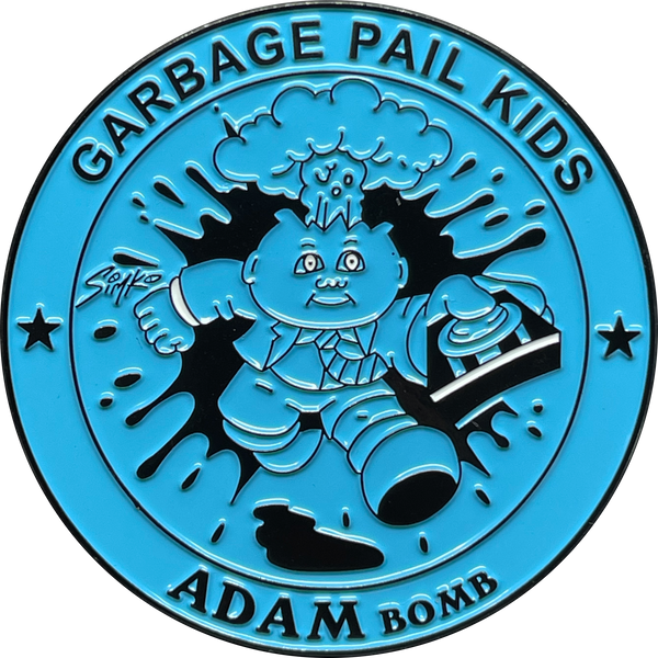 COMBO DEAL: Gray Micro Mini and KOOL Blue SIMKO Adam Bomb TOPPS Officially Licensed Adam Bomb GPK Nation Challenge Coin Garbage Pail Kids