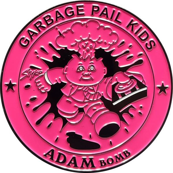 COMBO DEAL: Pink and Blue Micro Mini and KOOL Pink SIMKO Adam Bomb TOPPS Officially Licensed Adam Bomb GPK Nation Challenge Coin Garbage Pail Kids