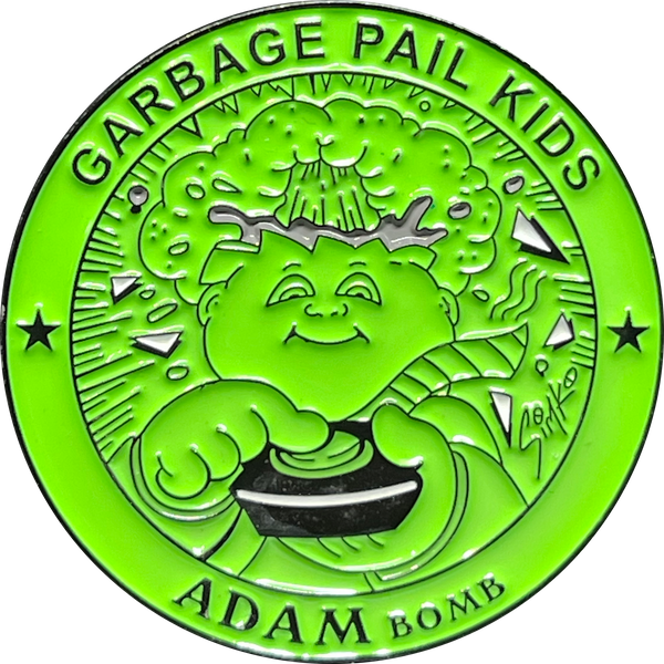 Green Micro-Mini 1.5 inch SIMKO Adam Bomb TOPPS Officially Licensed Adam Bomb GPK Nation Challenge Coin Garbage Pail Kids