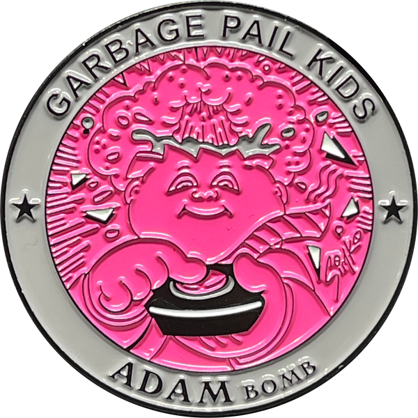 Pink-Gray Micro-Mini 1.5 inch SIMKO Adam Bomb TOPPS Officially Licensed Adam Bomb GPK Nation Challenge Coin Garbage Pail Kids